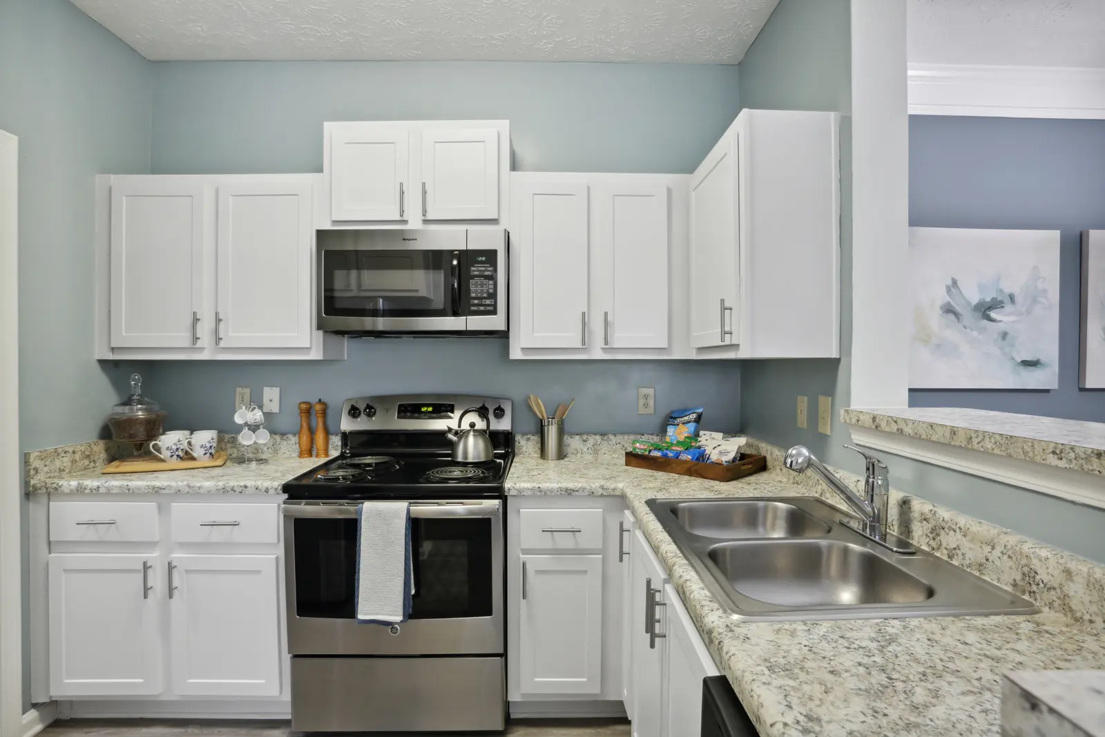 Kitchen with stainless steel appliances