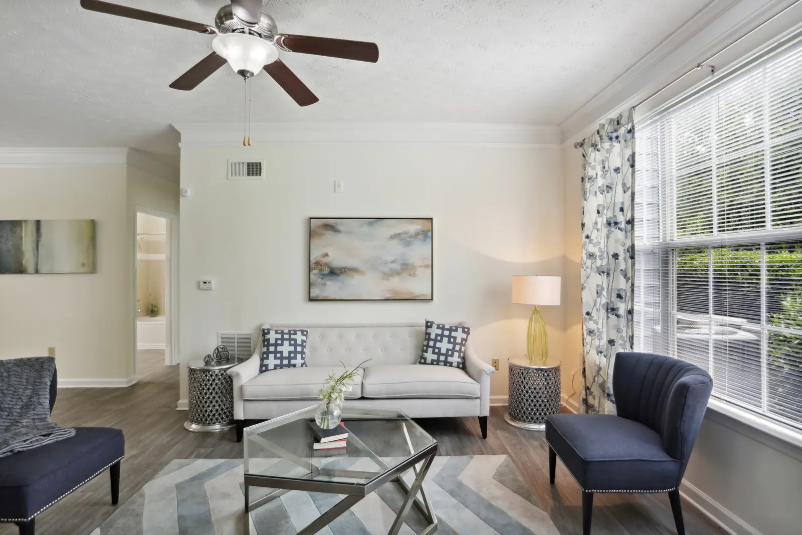 Living room with large window